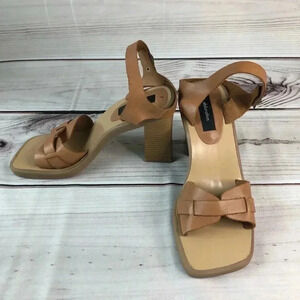 Xhilaration Tan Leather Wedge Toe Heel Sandal 7